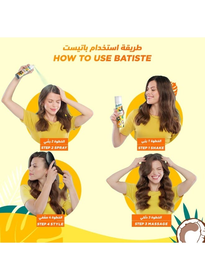باتيستي شامبو جاف تروبيكال، لمسة عطرية دافئة من جوز الهند والفواكه الاستوائية، ينعش الشعر دون تجفيفه، 200مل/120جم - Image 4